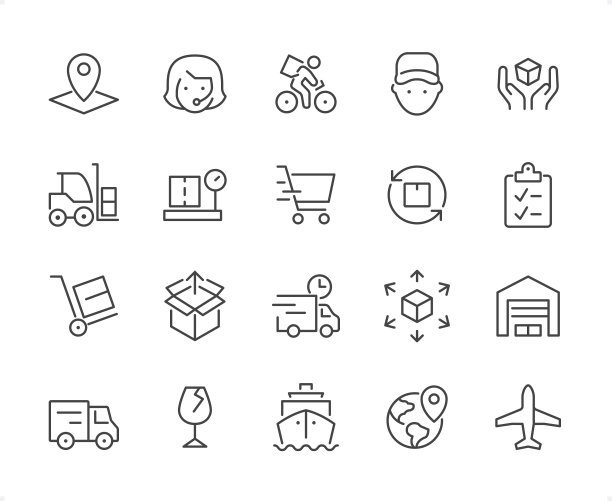 交付图标集。可编辑的描边重量。像素完美的图标。图片下载