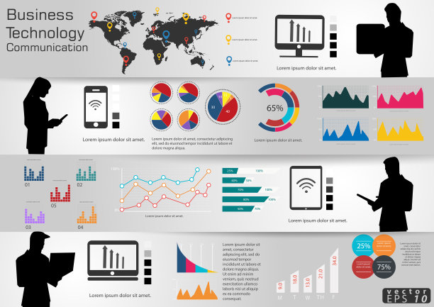 插画商业。设计现代理念和概念思考创意。为头脑风暴，社交网络，成功，计划，思考，搜索，分析，沟通，未来的想法创新技术。图片下载