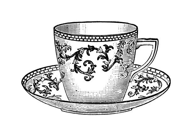 来自英国杂志的古董图片:茶杯图片下载