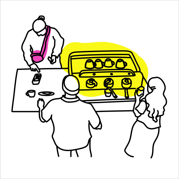 咖啡店背后的场景素描颜色黄色图片下载