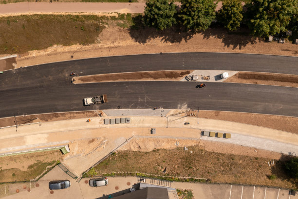 无人机拍摄的道路施工照片图片下载