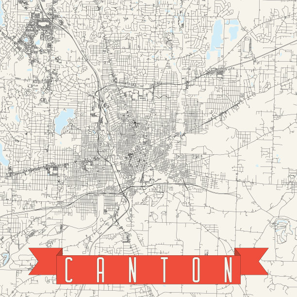 坎顿，俄亥俄州，美国矢量地图图片下载