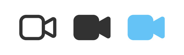 摄像机图标。摄像机的信号。电影的象征。记录电影符号。照片摄像头图标。黑色，蓝色。向量孤立符号。图片下载