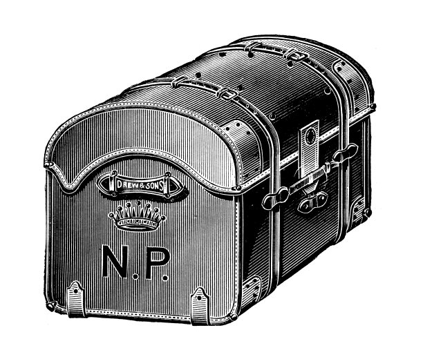 来自英国杂志的古董图片:礼服箱图片下载