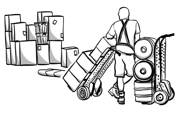 搬运箱子和送货人员示意图图片下载