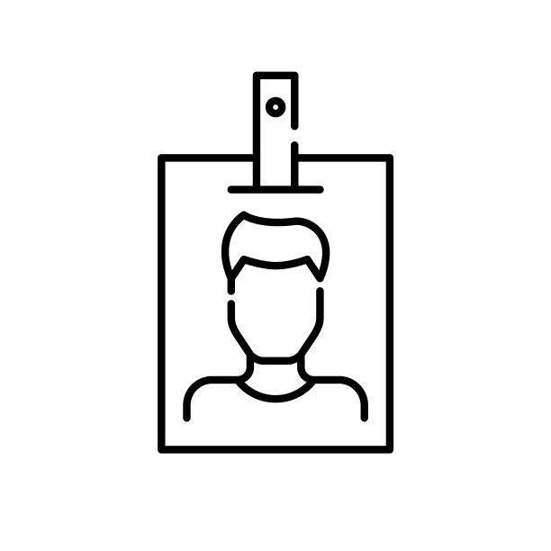 在一个支架的身份徽章。授予访问权限。男性照片。像素完美，可编辑的笔触图片下载