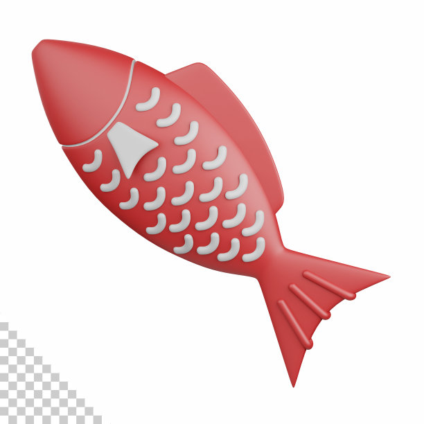 3d渲染鱼分离有用的食物，过敏原，过敏，疾病和抗原设计元素图片下载