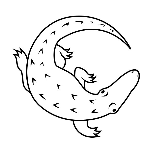 鳄鱼的轮廓剪出剪影俯视图图片下载