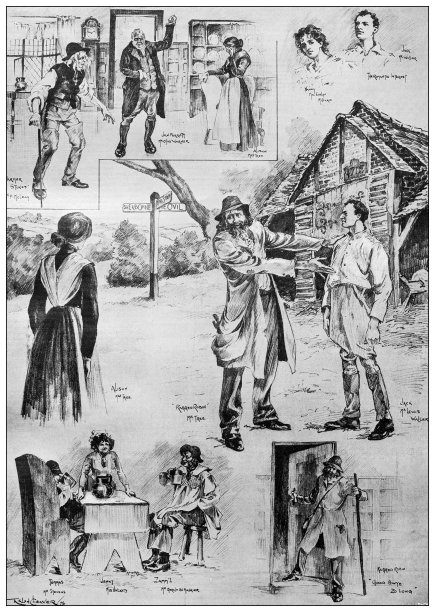 来自英国杂志的古董图片:“衣衫褴褛的罗宾”，女王陛下剧院的新剧图片下载