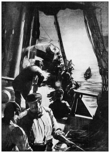 来自英国杂志的古董图片:晚上船上的水手图片下载