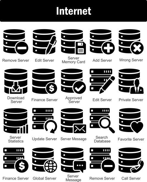 20个互联网图标，移除服务器、编辑服务器、服务器存储卡图片下载