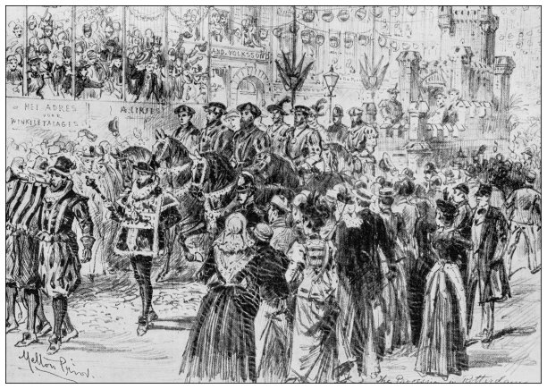 英国杂志的古董图片:荷兰女王威廉敏娜的加冕礼图片下载