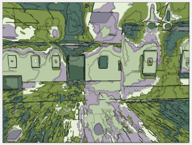 抽象霓虹色彩卡通室内的艺术画廊场景背景图片下载