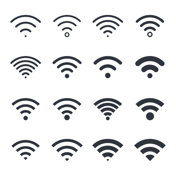 WiFi图标合集：无线网络标志，免费互联网区域连接热点矢量图图片下载
