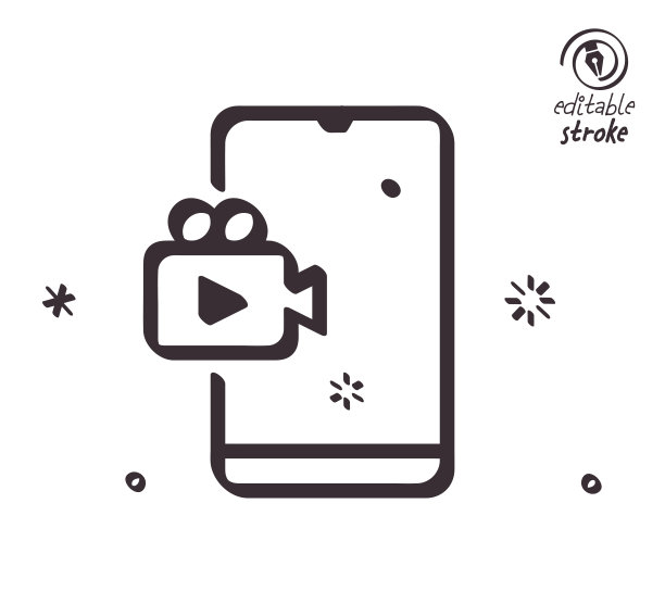 有趣的线条插图的移动视频相机图片下载