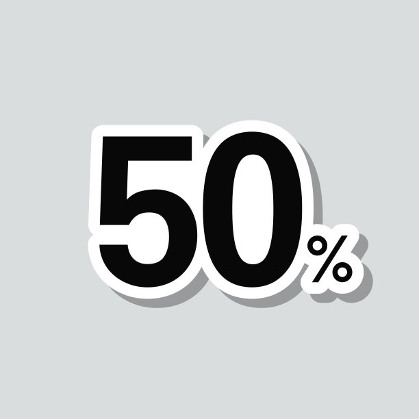 50% - 50%。图标贴纸在灰色背景图片下载