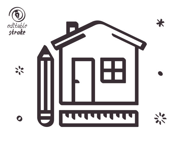 俏皮的线条插画为开放的房子图片下载