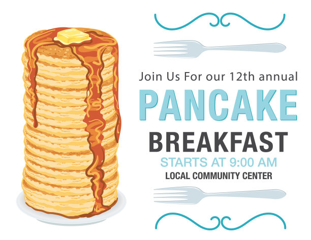 煎饼早餐会邀请函模板图片下载