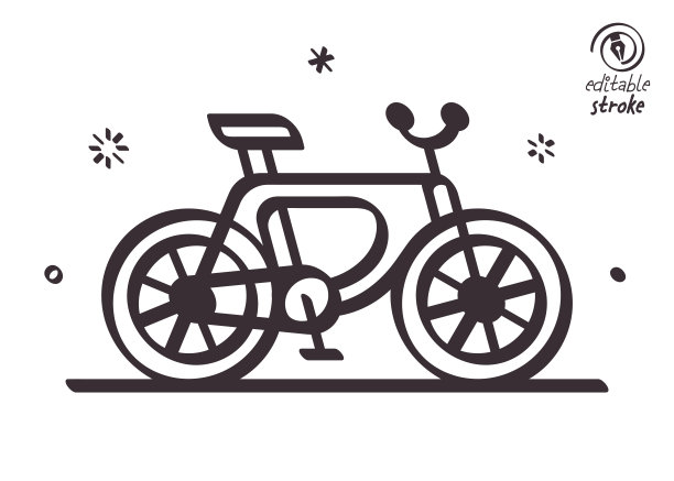俏皮的线条插图自行车之旅图片下载