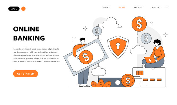 网上银行扁平化设计矢量图图片下载