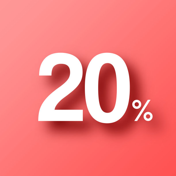 20% - 20%。图标在红色背景与阴影图片下载