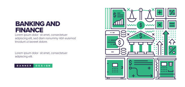 登陆页的银行和金融概念，网站横幅设计，在线广告，广告和营销材料图片下载