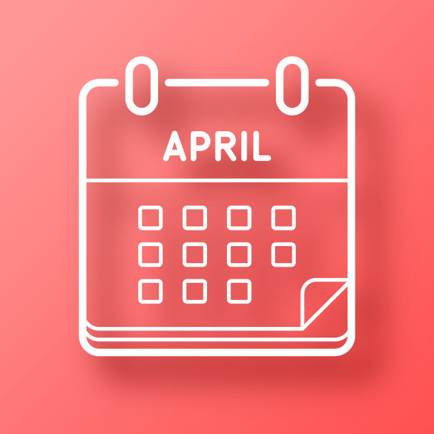 4月日历。图标在红色背景与阴影图片下载