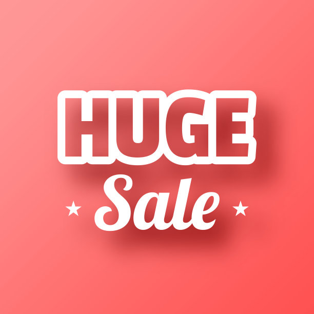 巨大的销售。图标在红色背景与阴影图片下载