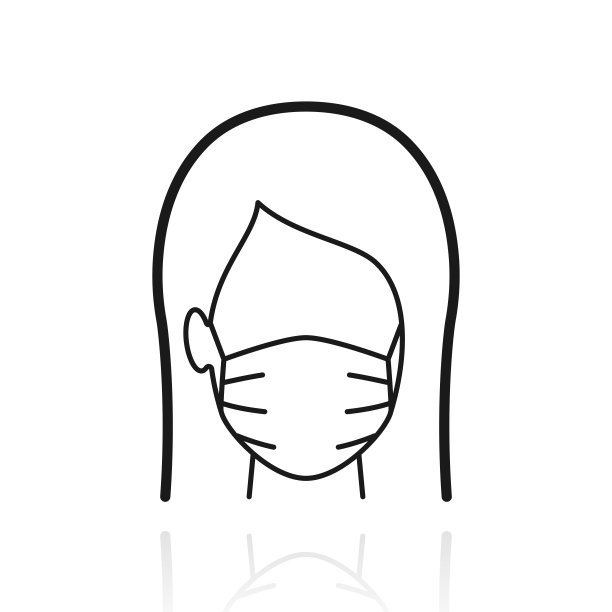 戴医用口罩的妇女。白色背景上反射的图标图片下载