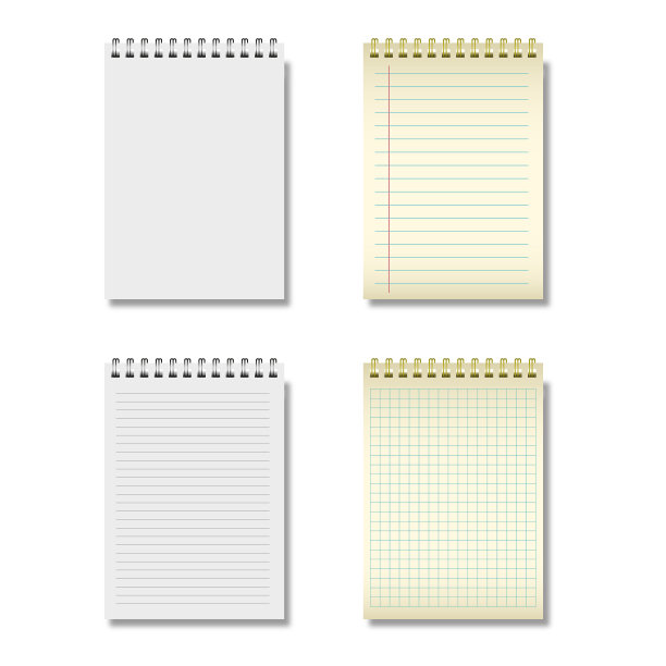 笔记本系列。空白现实螺旋装订记事本设计图片下载