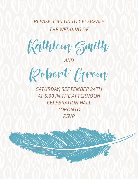 优雅羽毛婚礼请柬图片下载