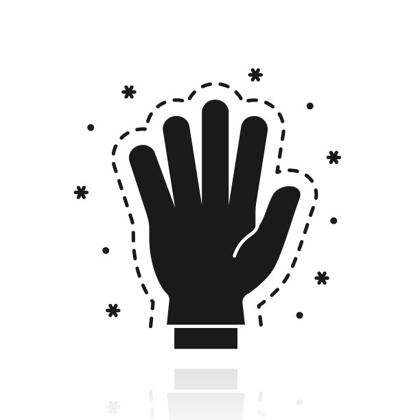 橡胶手套-预防COVID-19感染。白色背景上反射的图标图片下载