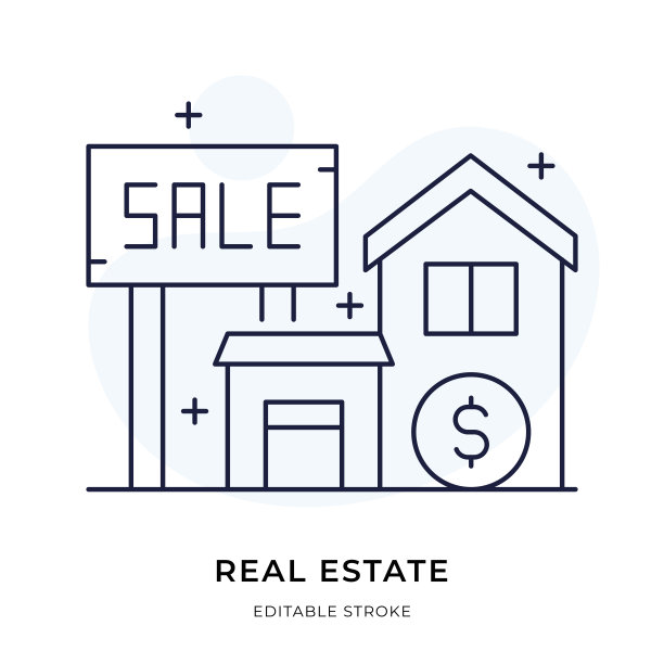 房地产细线插图图片下载
