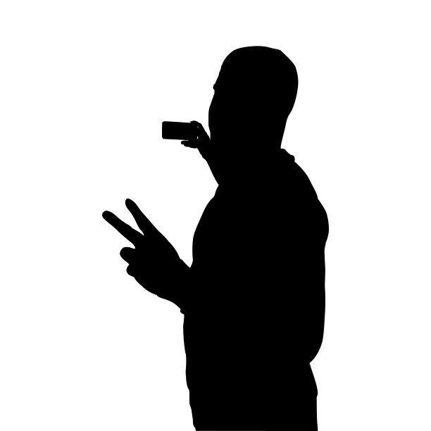 男子自拍剪影。图片下载