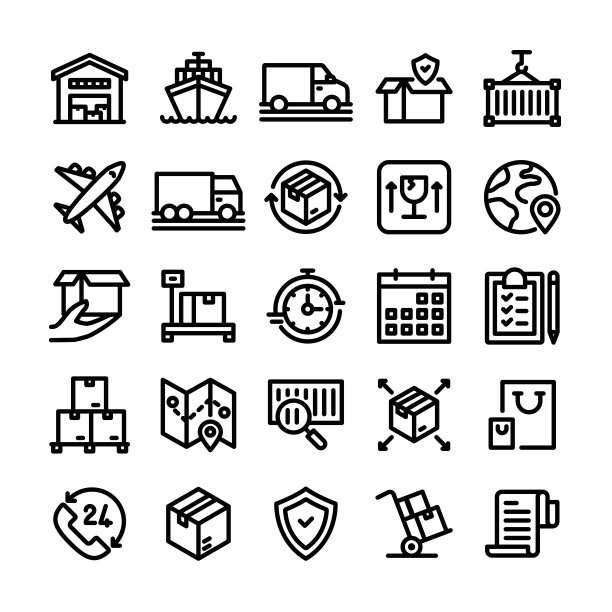 物流图形矢量插画：可编辑描边，简约图标元素图片下载