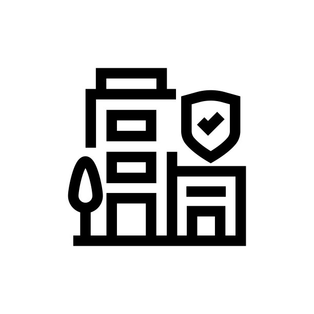 建筑保险线图标，设计，像素完美，可编辑笔触。标志、标志、符号。图片下载