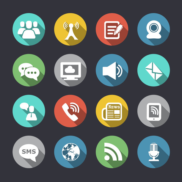 通讯图标集。平面设计。向量。插图。图片下载