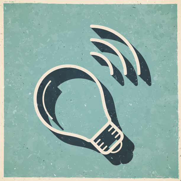 智能灯泡。图标复古复古风格-旧纹理纸图片下载