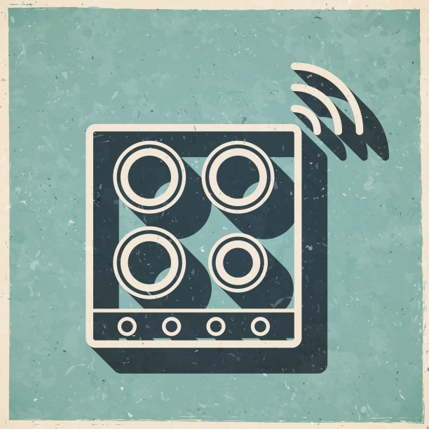 聪明的炉灶面。图标复古复古风格-旧纹理纸图片下载