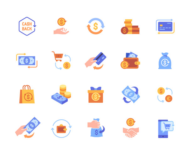 现金回馈图标矢量集图片下载