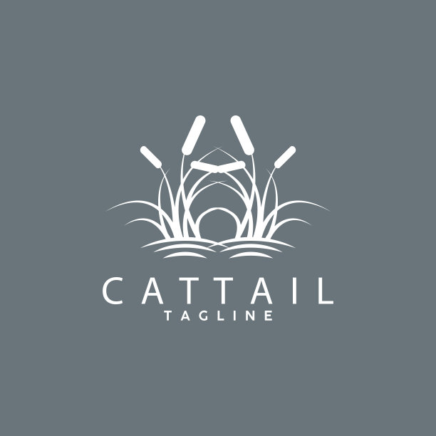 香蒲标志设计矢量简单插图符号模板图片下载