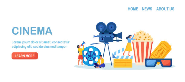 人们在电影院录制、制作和观看电影。摄制组正在拍摄电影。电影导演，制作团队。人物在网上买票，买爆米花。电影制作人员。摄影图片下载
