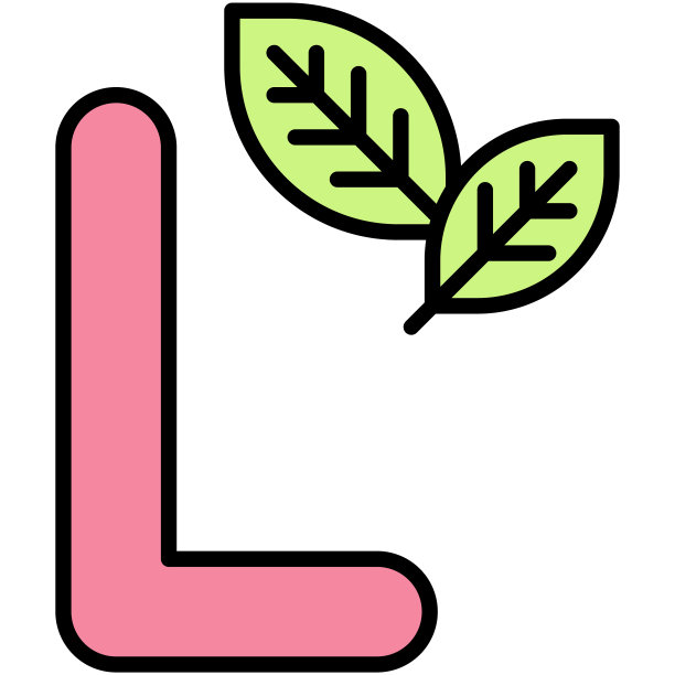 带叶子矢量图标的字母L图片下载