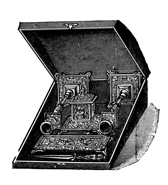 来自英国杂志的古董图片:用墨水烛台书写图片下载