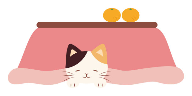 矢量背景，日本猫蜷缩在Kotatsu下，用于横幅，卡片，传单，社交媒体壁纸等。图片下载