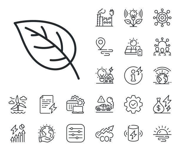 叶子线条图标，自然植物标志能量图片下载