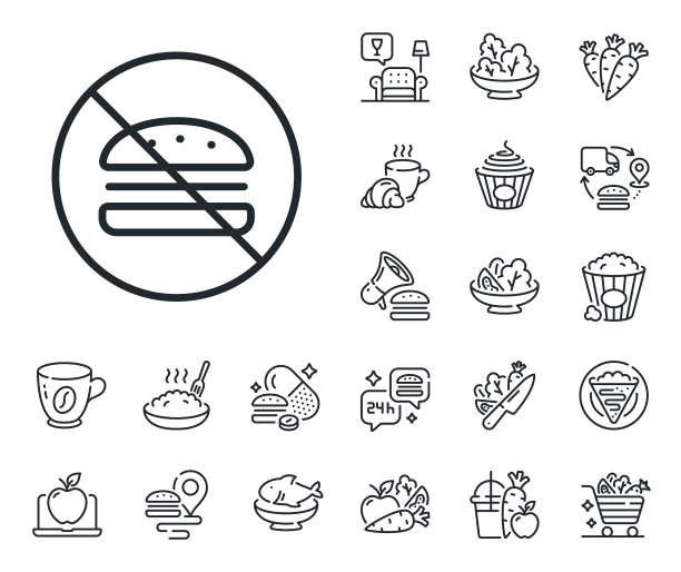 没有汉堡线图标快餐标志可丽饼甜图片下载