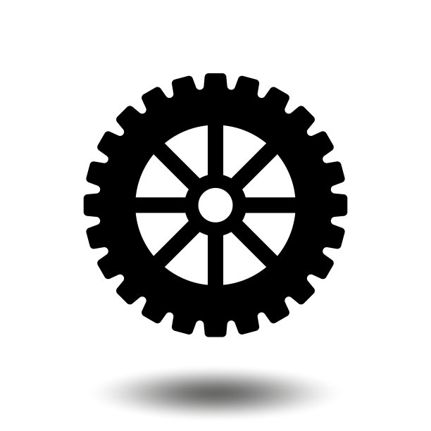 黑色齿轮图标。机器链轮齿轮图标。平面设计。矢量齿轮标志符号在一个白色的背景。图片下载