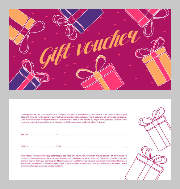 礼品证书模板手绘礼品盒和文字。图片下载