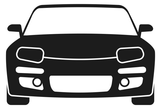 现代汽车的正面视图。黑色汽车图标图片下载
